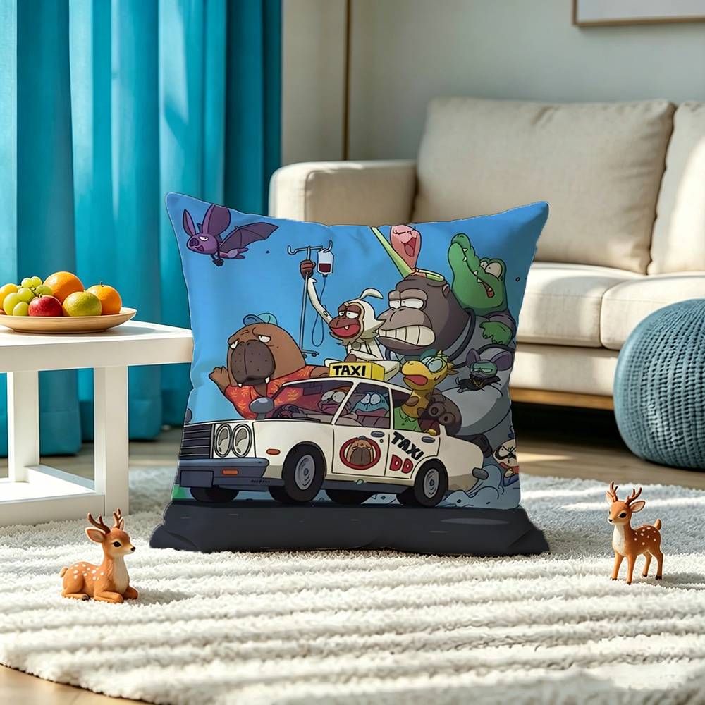 O-Odd T-Taxi Square Double-Sided printed Pillow Case Bedroom Bedside Pillow Sofa Cushion Cover
