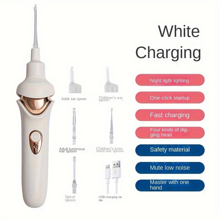 Electric Ear Picking Suction Tool, Ear Digging Spoon, Luminous Ear Excrement Cleaner with Light and Charging Type
