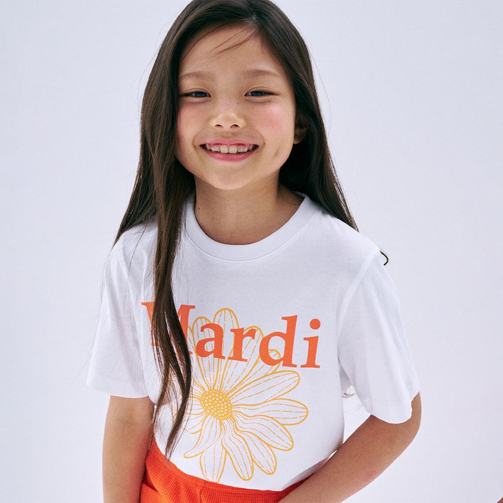 [mardimercredi] KIDS TSHIRT FLOWERMARDI DUO_WHITE ORANGE S(100)