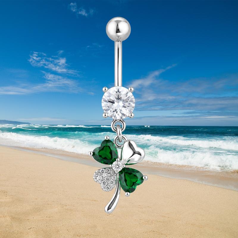 Butterfly Zircon Dangle Belly Button Ring Stainless Steel Hypoallergenic Navel Piercing Jewelry for Gift Giving