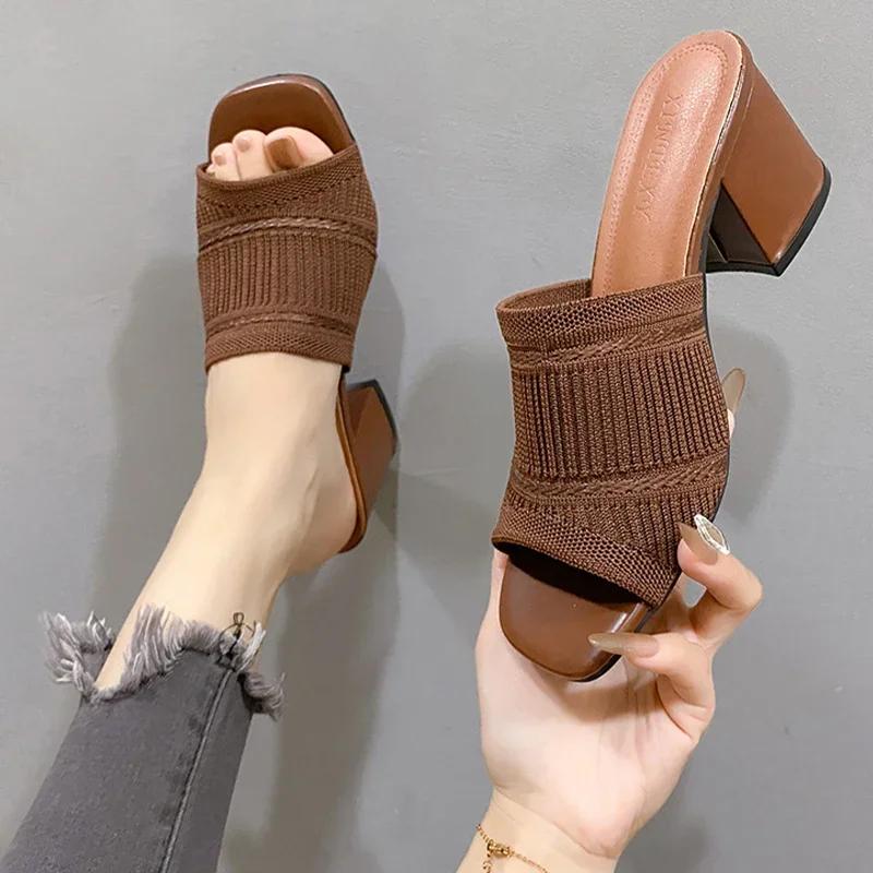High Heels Hausschuhe Damen Strick Grobe Schuhe Sommerkleid Damen Sandalen Neu Strand Flip Flops Pumps Walking Pantoletten