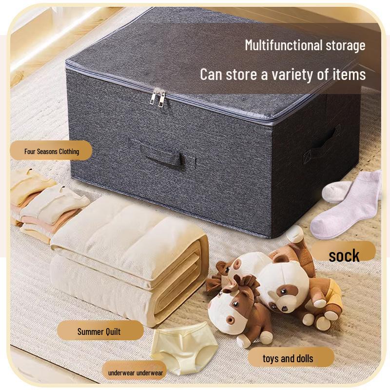 Foldable Garment Storage Box with Washable Fabric and Lockable Lid