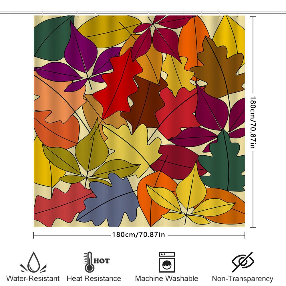Colorful Autumn Leaves Shower Curtain Modern Bathroom Decor with 3D Printed Water Resistant Fabric Perfect for Fall Home Improve