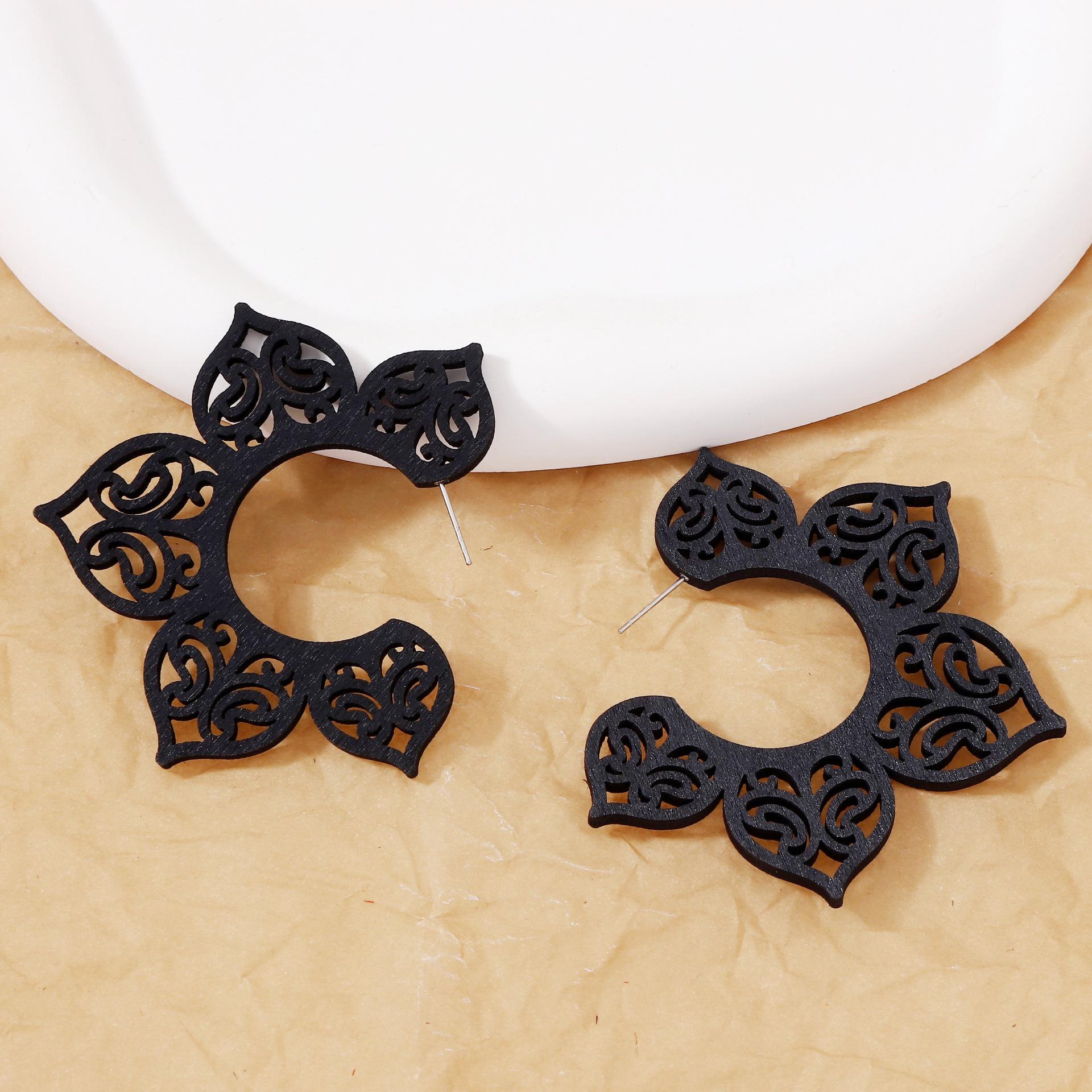 

Креативный дизайн, элегантные серьги, узоры, ажурное дерево, простые, высококлассные, модные, незаменимый ретро, нишевые геометрические серьги