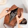 Vintage Makeup Bag Faux Leather Men Ladies Travel Toiletry Pouch Waterproof Cosmetics Organizer Bag for Vacation Business Trips