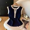 Vintage Hong Kong Style Sleeveless Color Block Camisole - Trendy Slimming Summer Top