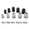 Wasserdichte Kabelverschraubung, 10 Stück, Kabeleinführung IP68, PG7, PG9, PG11, PG13.5, PG16, weiß, schwarzer Nylon-Kunststoffstecker
