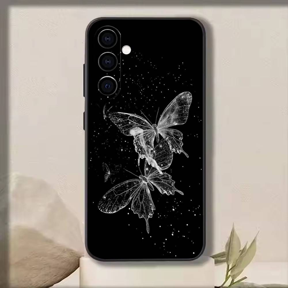 White Butterfly   Phone Case For Samsung Galaxy A73,A72,A71,A70,A53,A52,A51,Others Soft Black Cover