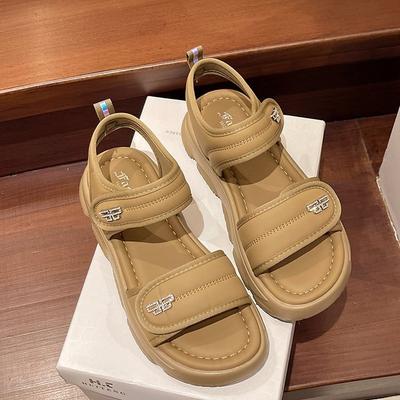 Frühling und Sommer Neue Plateau-Sandalen Sportlicher Stil Ein-Riemen Open-Toe Sandalen Trend