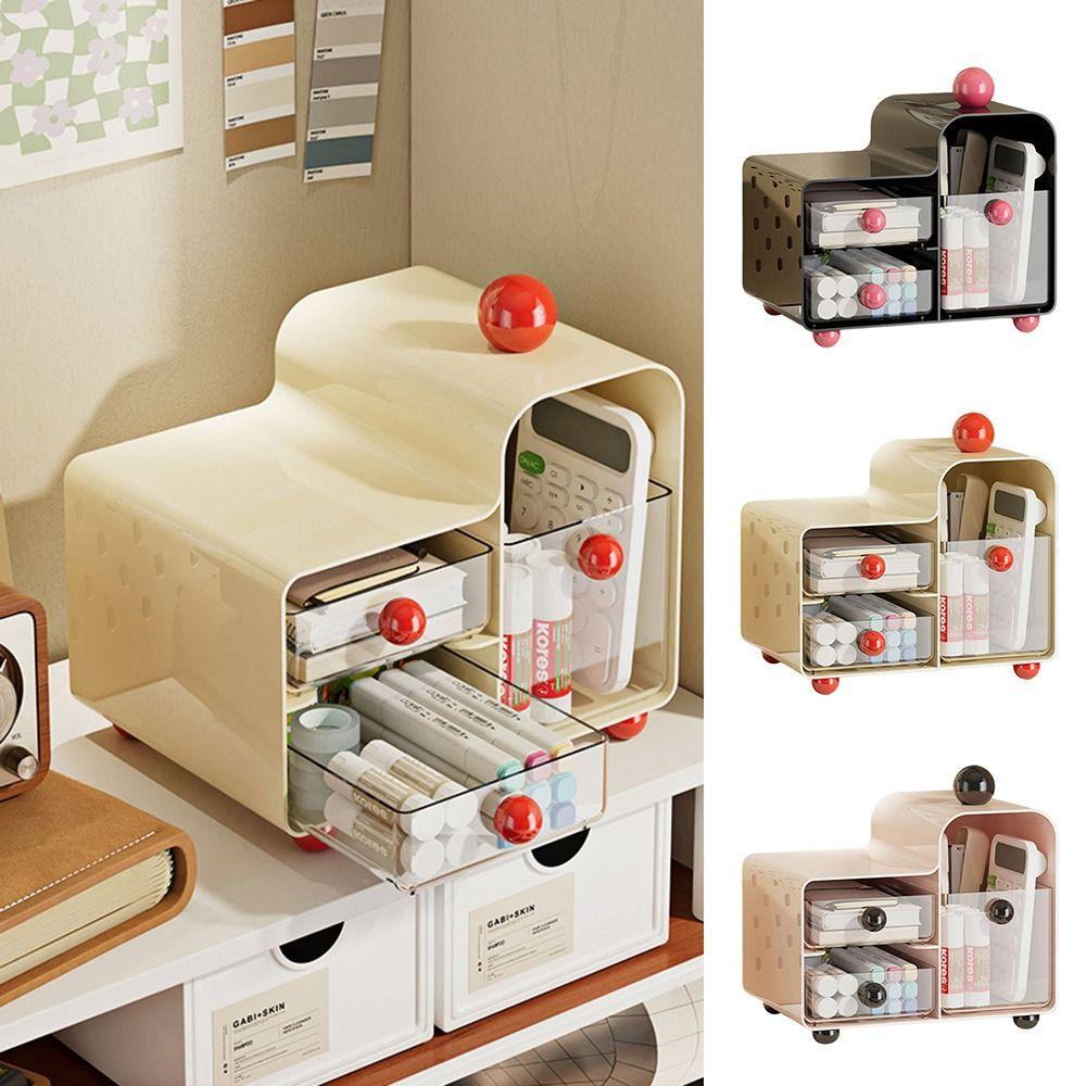 2 Layer 3 Grids Teas Bag Storage Box Large Capacity with Drawers Stationery Storage Box Acrylic Storage Container
