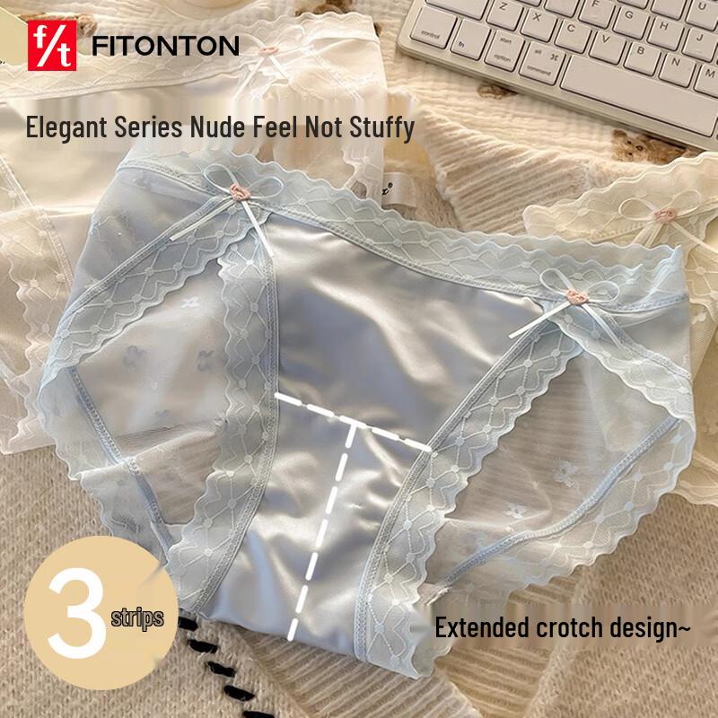 

FitonTon Women s 3-Pack Ice Silk Lace Briefs L