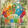 Acrylic Hello Summer Flip Flop Suncatcher Stained Glass Effect Window Hanging Ornament Summer Decor