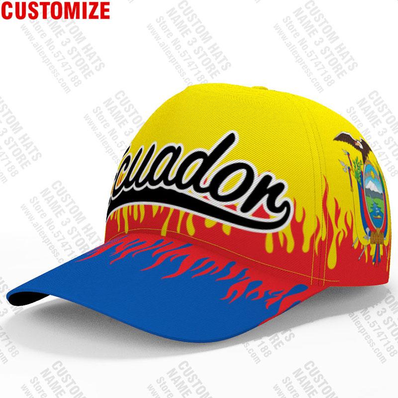 Berretto da Baseball Ecuador Fatto su Misura Nome Numero Logo Squadra Cappello Ec Paese Viaggio Nazione Spagnola Bandiera Ecuadoriana Po Copricapo