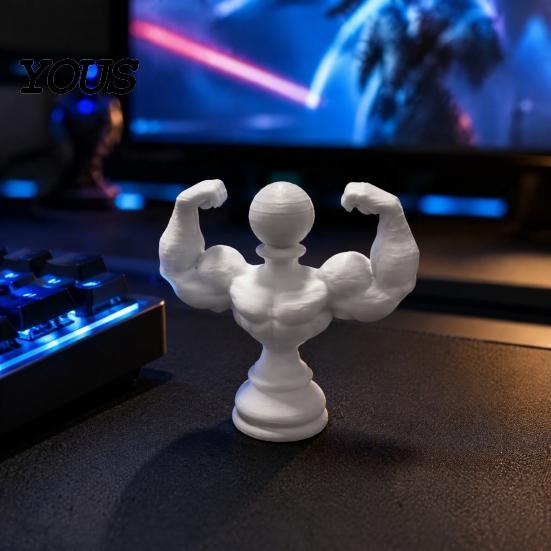 Collectible Art Sculptures 3D Printed Muscular Man Chess Pieces, Creative Muscle Figurines, Resin Sculpture Ornaments for Personalized Gaming