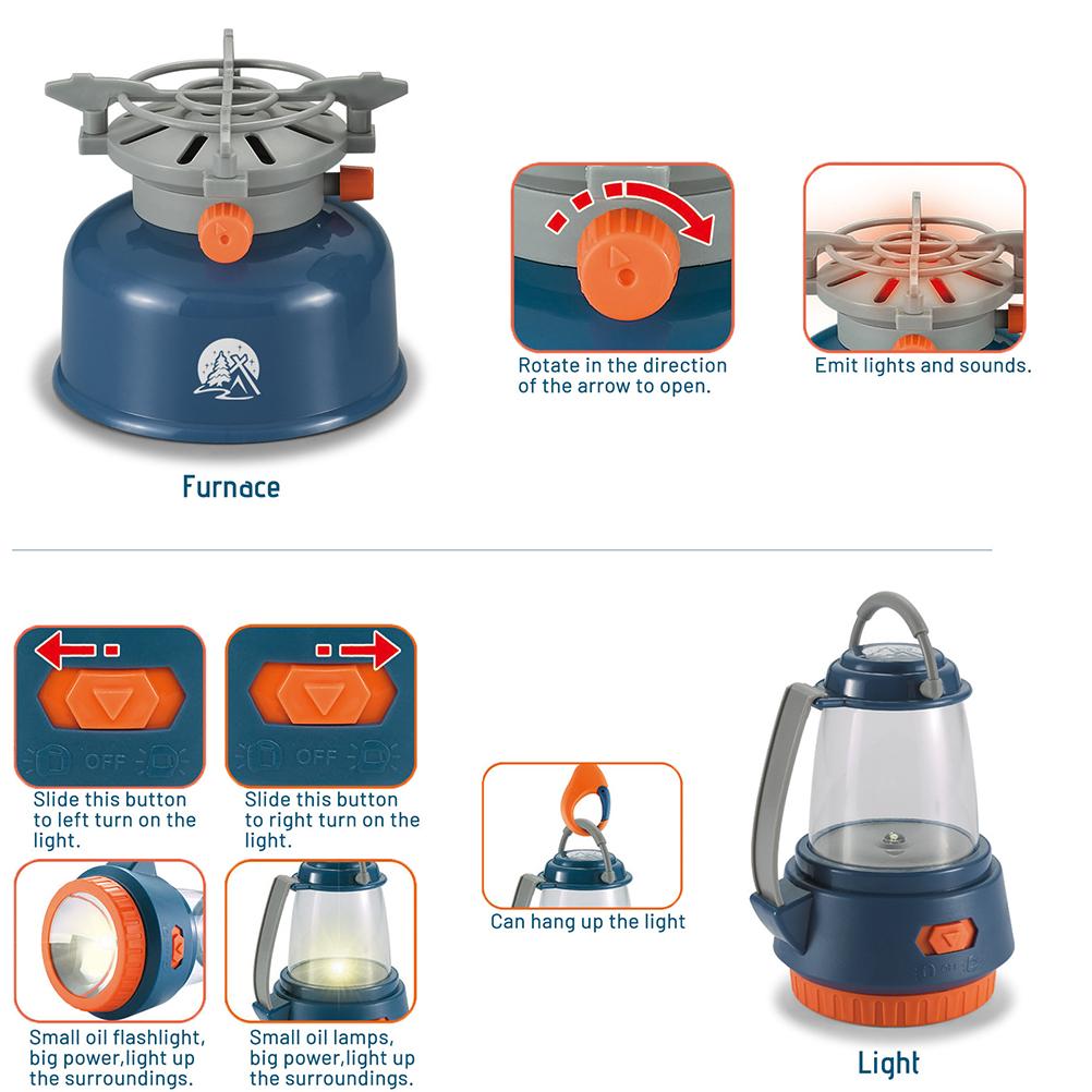 29-teiliges Kinder-Camping-Set, Spielzelt mit Empfänger, Lagerfeuer, Picknick, Geschirr, Kochset für drinnen und draußen