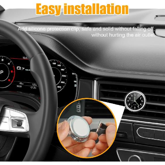 2 PCS Stick On Dashboard Car Clock, Mini Tiny Analog Quartz Luminous Air Vent Clocks, Self Adhesive Automotive Vent Clocks Watch, Vehicle Clock For
