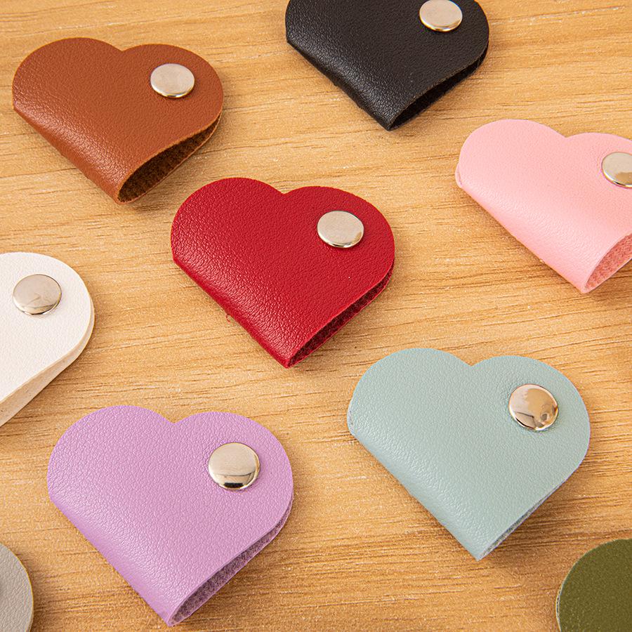 Heart-shaped Leather Cable & Earphone Organizer Winder