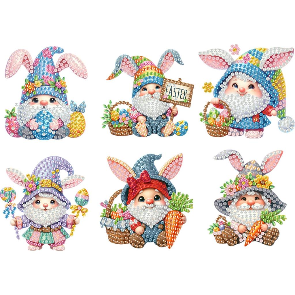 Easter Theme Acrylic Diamond Painting Refrigerator Magnet Diamond Art Refrigerator Magnet Crystal Sparkling Diamond Magnets Set