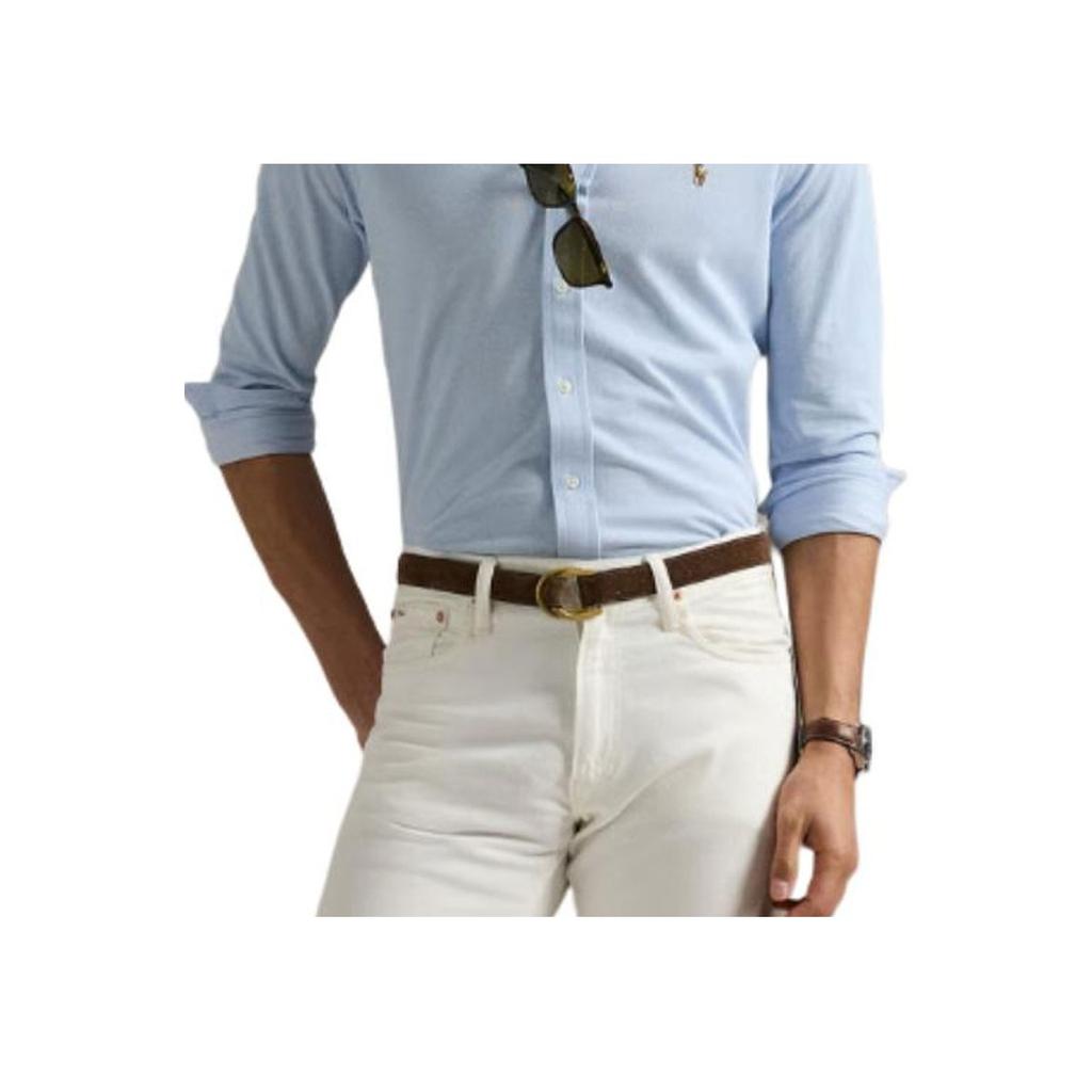 Polo Ralph Lauren Solid Long Sleeve Logo Shirt Men Shirts Blue 710932545-013