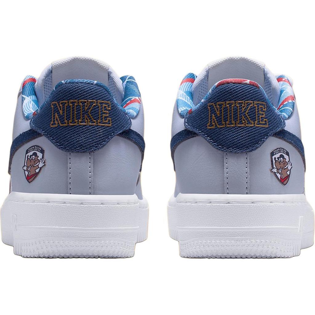 New Nike Air Force 1 Abrasion Resistant Low Top Kids' Skateboarding Shoes White Blue Kids' IH7342-141