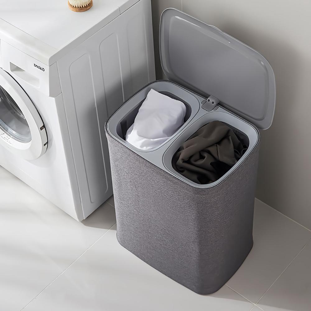 2026 Collapsible Dirty Clothes Basket Hamper Separation Basket with Lid & Removable Laundry Bag