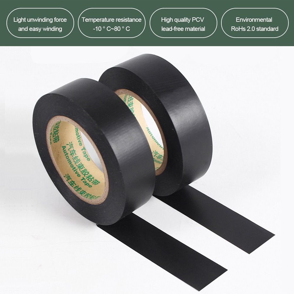 New Black Electrical Tape Waterproof Self-adhesive Electrical Insulation Tape PVC Voltage Wire Organizer