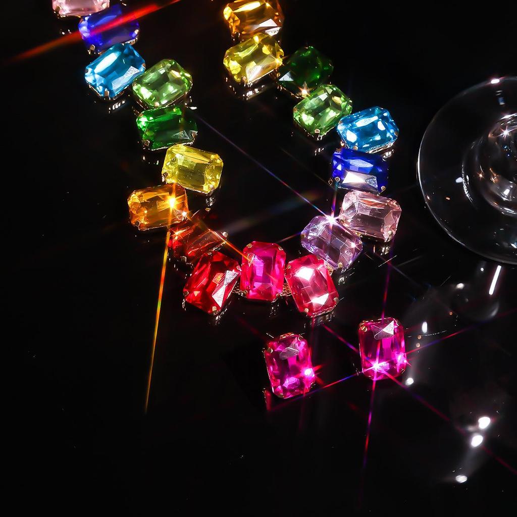 Collar de Cristal Rosa Colorido con Diamantes Completos - Estilo Europeo y Americano