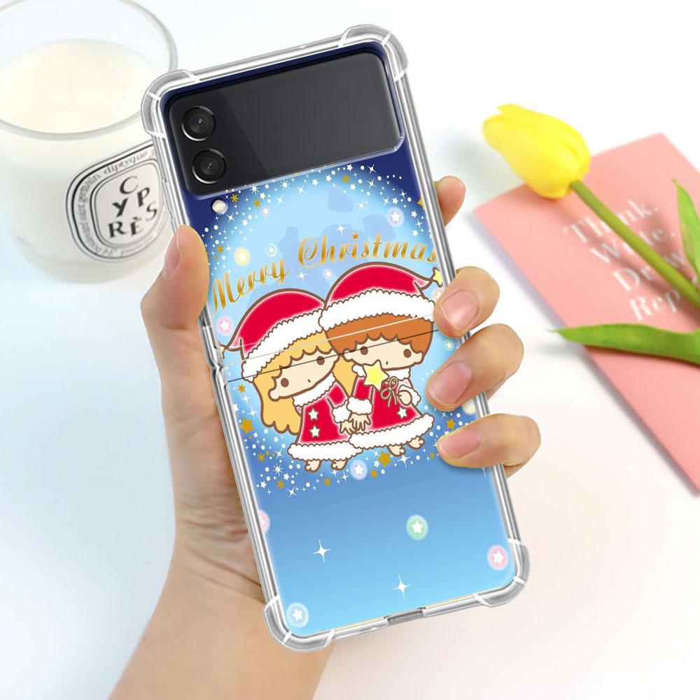 Luxury Case For Samsung Galaxy Z Flip 3 4 5G Funda Z Flip3 Clear PC Hard Shockproof Back Phone Coque Shell LittleTwinStars Cute