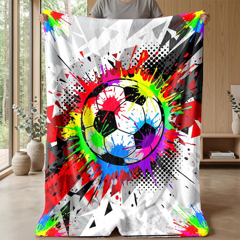 Soccer Ball Splash Art 14 Theme blanket Lightweight Warm Flannel Blanket Decorative Throw Blanket for Home Decoration