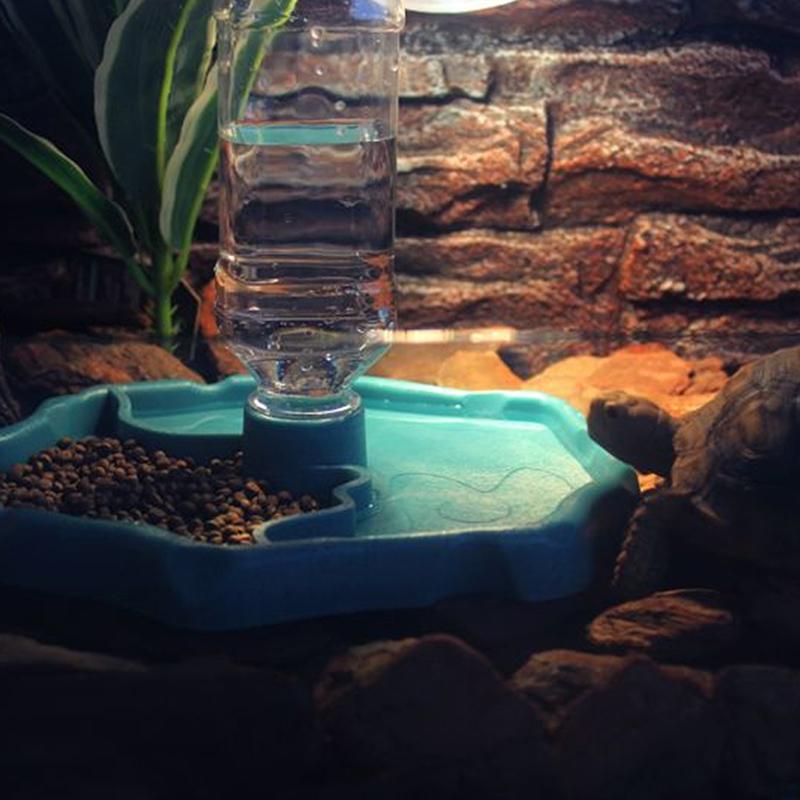 Reptile Feeders Waterer Automatic-refilling Turtle Water Dispenser Bottle Tortoise Food Water Bowl Feeding Dish for Lizards