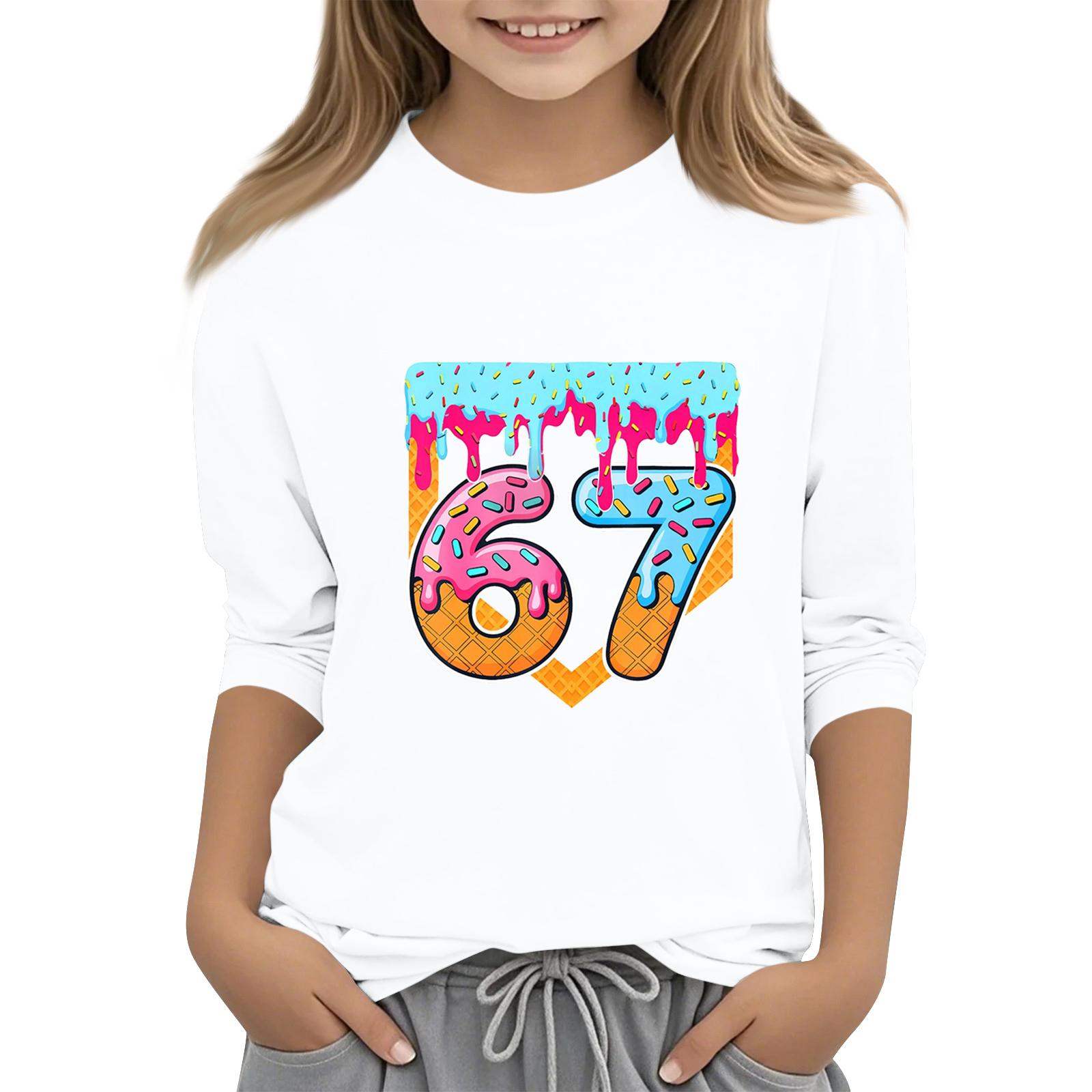 

Children s Fashion Three-Quarter Sleeve Round Neck Printed Casual T-Shirt Top 160 белый