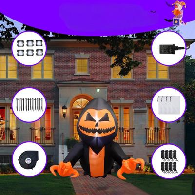 Inflables de Halloween Luces LED Incorporadas Salieron por la Ventana Atrezzo Calabaza Fantasma Iluminado para