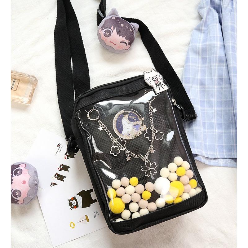 New Japanese Mini Small Pain Bag, Small Food Intake Pain Bag, Women's Bag, Fashionable and Versatile Two-dimensional Baby Bag, Transparent Bag.