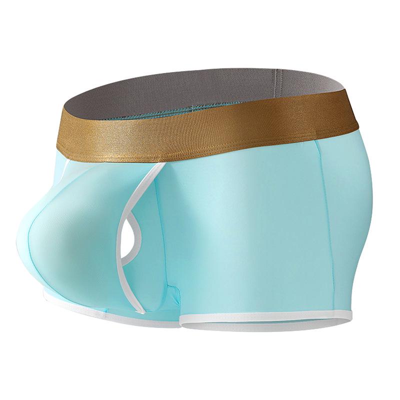 Men's Ice Silk Boxer Briefs - Mid-Waist, Solid Color, Breathable, Quick-Dry, Sexy Trunks