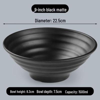 A5 Melamine 9-Inch Black Frosted Soup/Noodle Bowl (10-Pack)