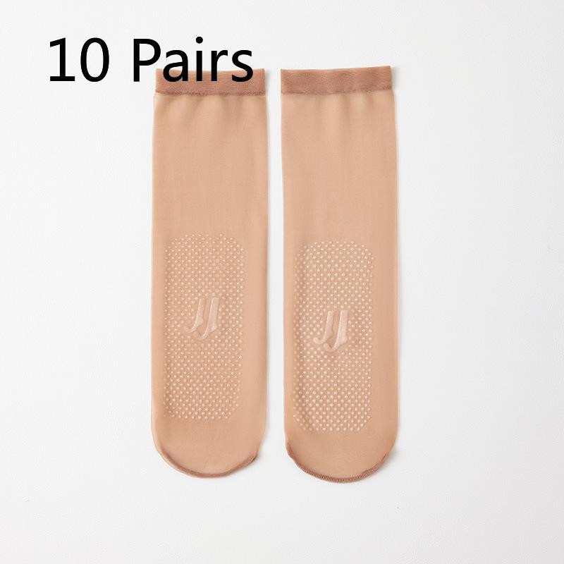 10 Pairs of Women's Summer Thin Anti Hook Thread Anti Slip Toe Transparent Wear Resistant Invisible Crystal Stockings