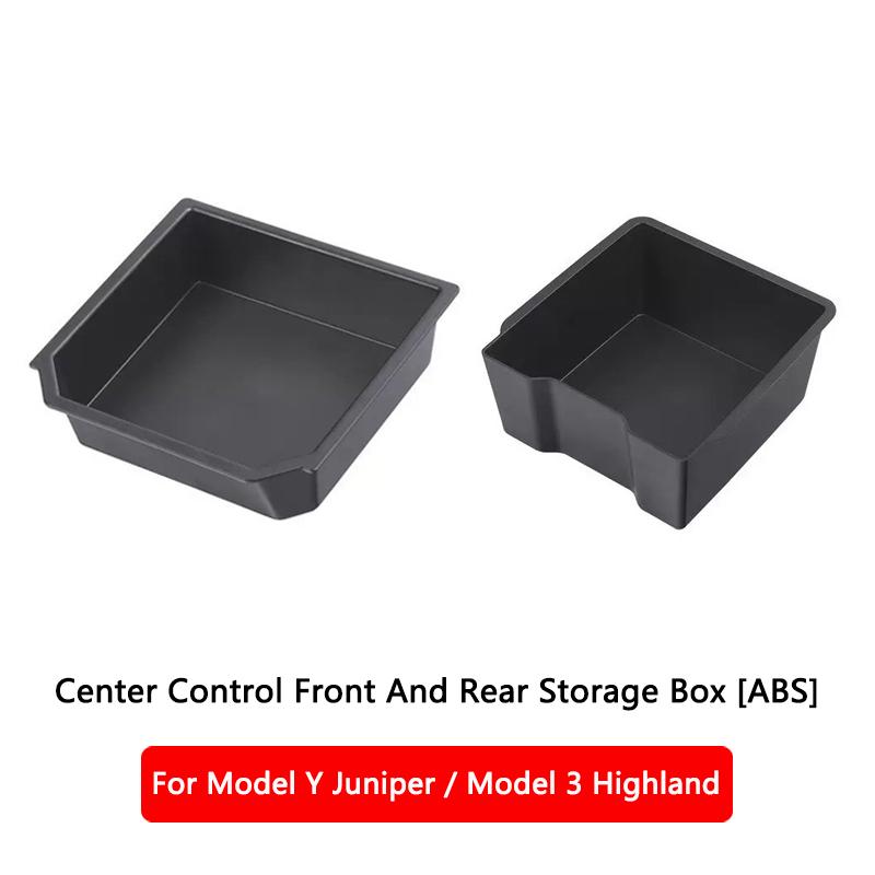 Für Tesla Model Y Juniper Model 3 Highland Mittelkonsolen-Organizer Armlehne Versteckte Aufbewahrungsbox vorne und hinten Untere Silikonmatte