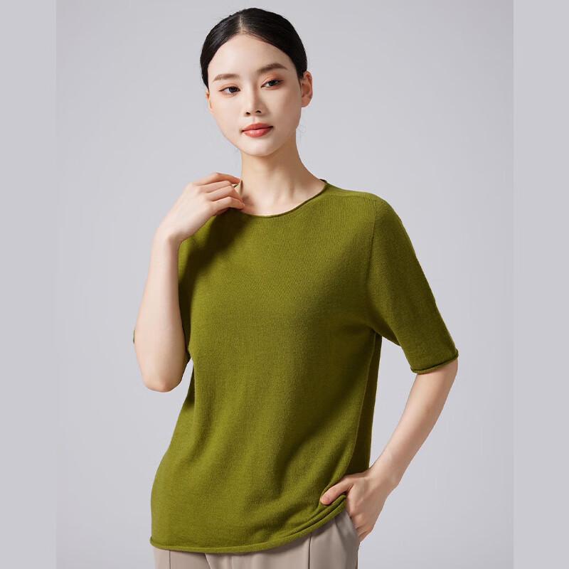 

Women s Seamless 100% Wool Slim Fit Round Neck Knit Top M