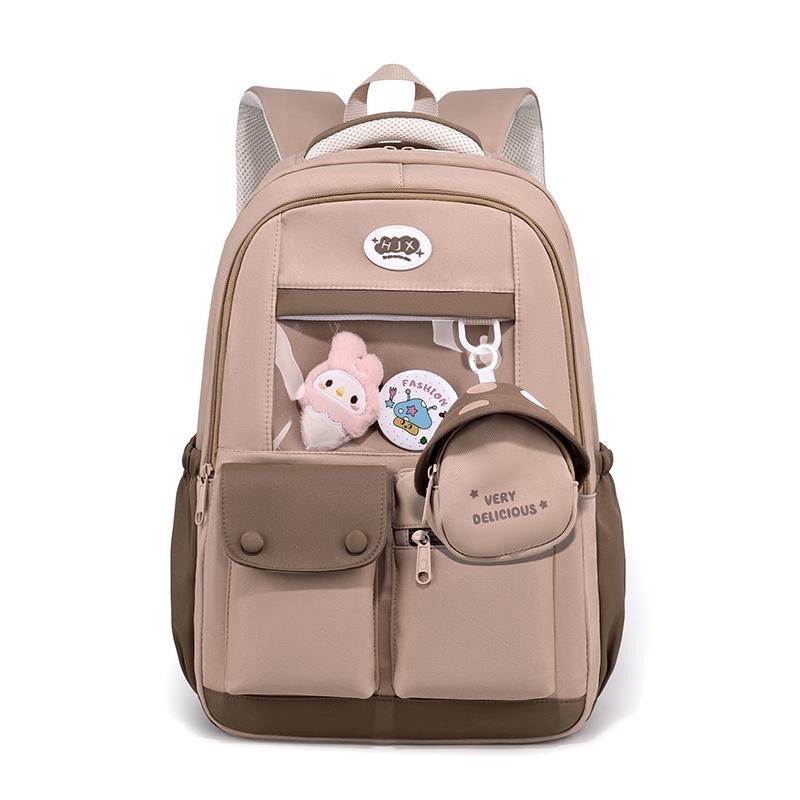 Large Capacity Backpack Color Block Student Schoolbag