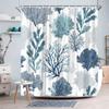 1Pc Coral Reef Pattern Shower Curtain - Polyester Fabric, Machine Washable, Suitable For Bathroom Hotel Decoration
