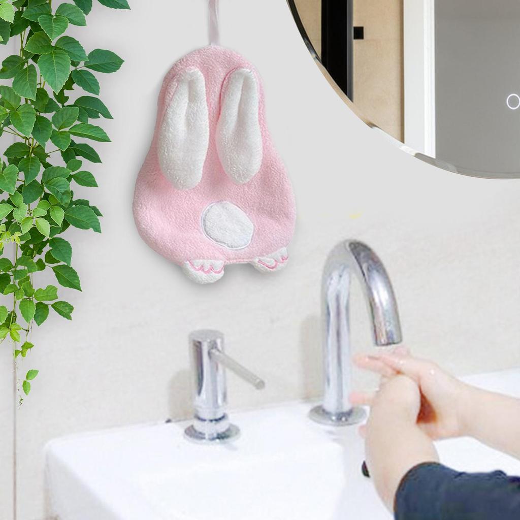 Hanging Hand Towel 26x18cm Multipurpose Comfortable Washcloths Bunny Shape Dish Towels for Home Dorm Holiday Hotel Apartment