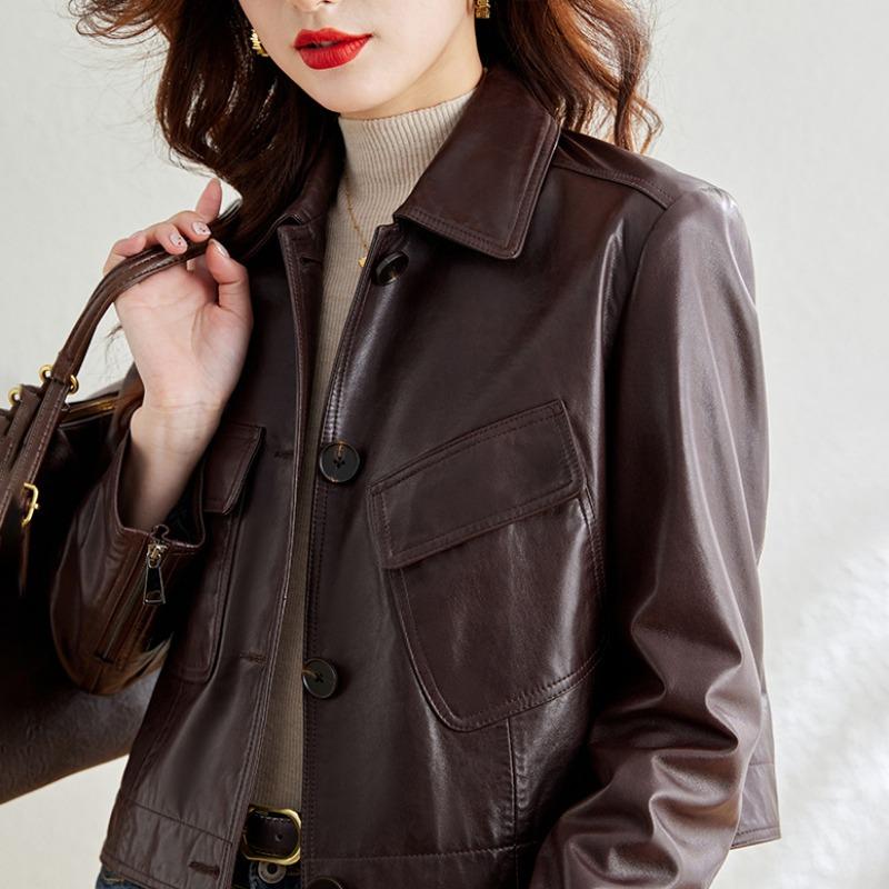 Fashionable Women's Genuine Leather Jackets for Women Spring New Short Sheepskin Versatile Coats for Small People Trendy