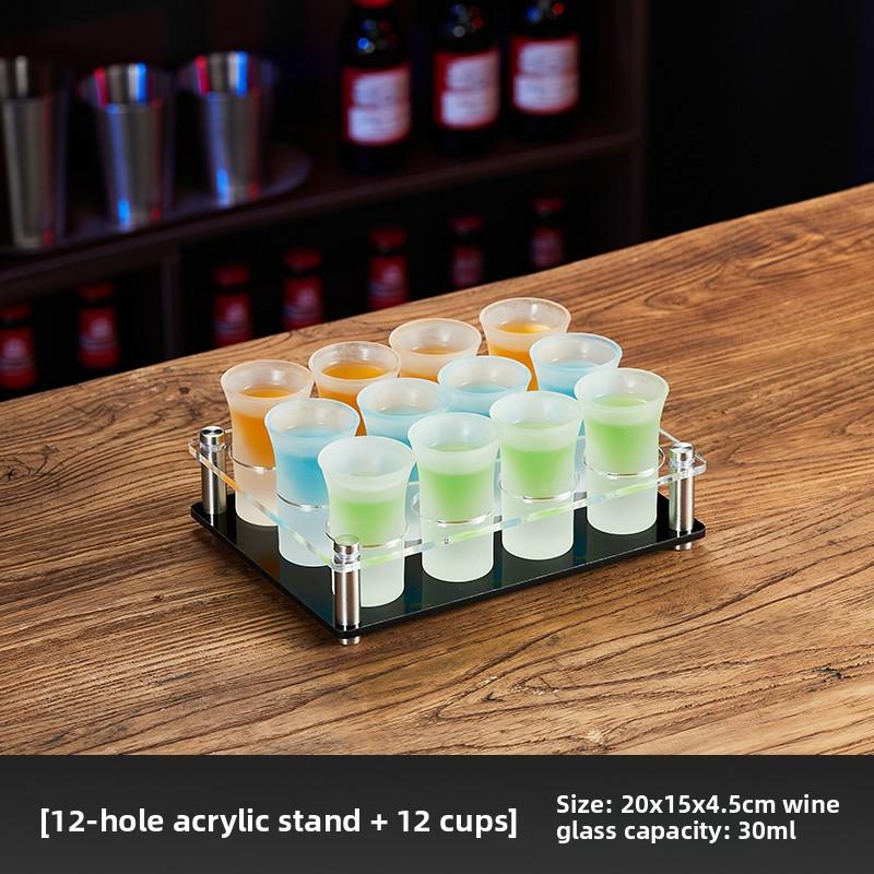 Glass Shot Cups Set with Stand Whiskey Cocktail Bomber Shot Glasses for Party Bar