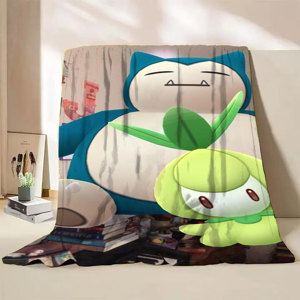Pokemon Snorlax Flanelová Nadýchaná Fleece Deka pro Domov Ložnici Postel Pohovku Kancelář Dětská Přikrývka Dospělá Měkká Deka Dětský Roztomilý Dárek