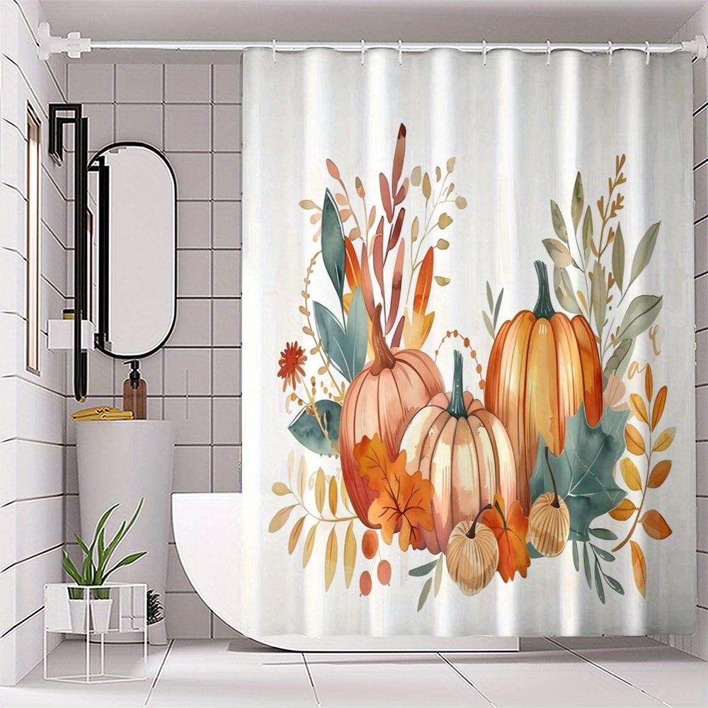 Autumn Pumpkin Shower Curtain - Water-Resistant Polyester, Digital Print, Animal & Cartoon Themed, All-Season Bathroom Accessory