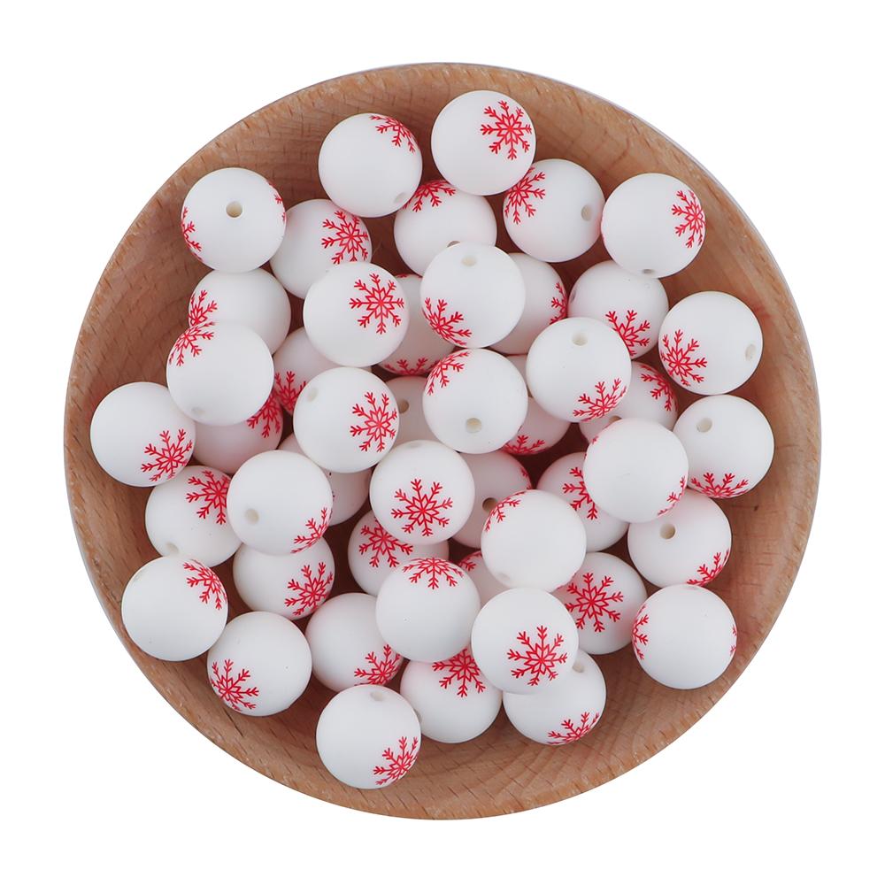 NEW Christmas Series Printed Silicone Beads 20Pcs/15mm  DIY Keychain Necklace Bracelet Accessories For Jewelry Making