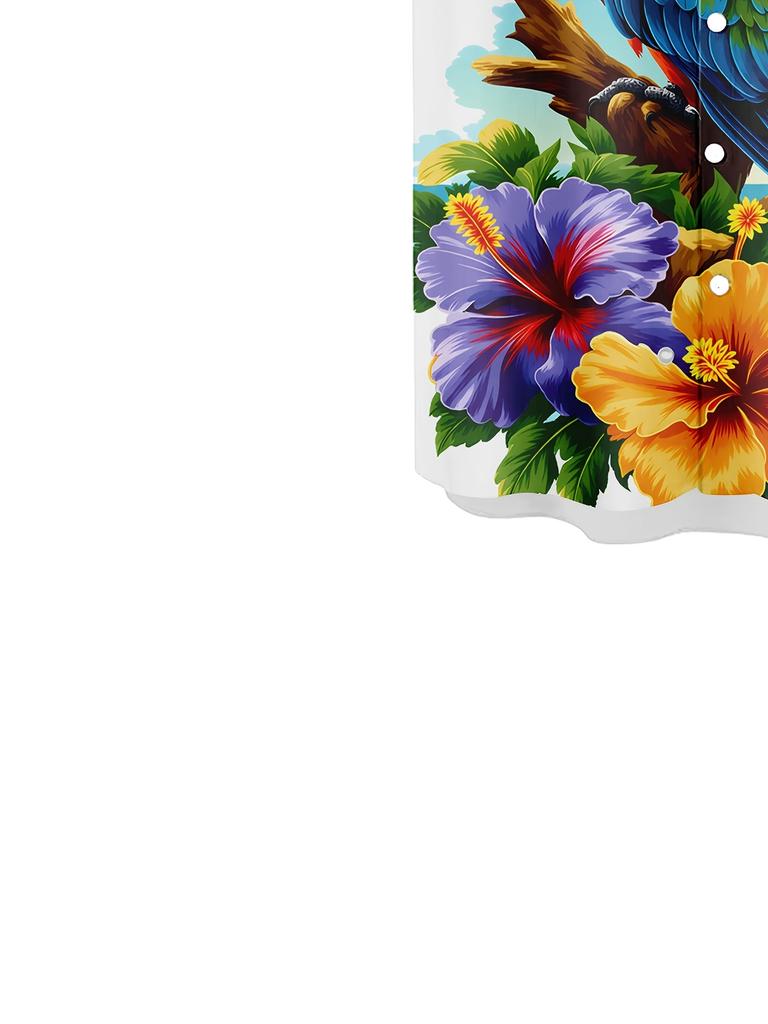 Tropical Parrot Pattern 3D Print Men'S Fashion Casual Shirt Individual Hip-Hop Rock Party Street Hawaiian Shirt Men'S Summer Clothing