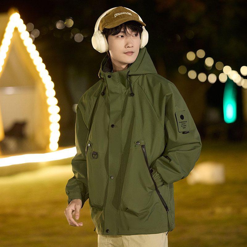 Foreign Trade Surplus Outdoor Mountaineering Windproof and Waterproof Men s and Women s Autumn and Winter New Thickened Hooded Jacket Cotton Coat Army Green L