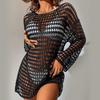 Strand Cover Up Bademode Frauen Kleid Gestrickte Sexy Hohl Mesh Bikini Solide Sommer Bademode Sonnenschutz Kleidung