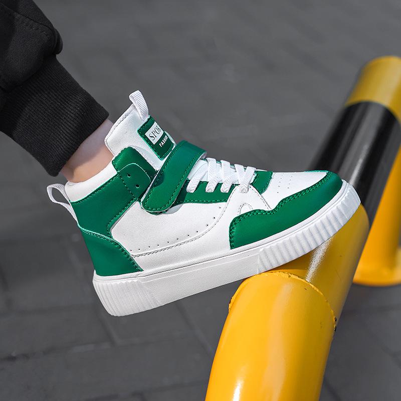 

Kids High-Top Leather Surface Canvas Sneakers, Non-Slip Casual White Running Shoes - Autumn/Winter 2025 Collection 29